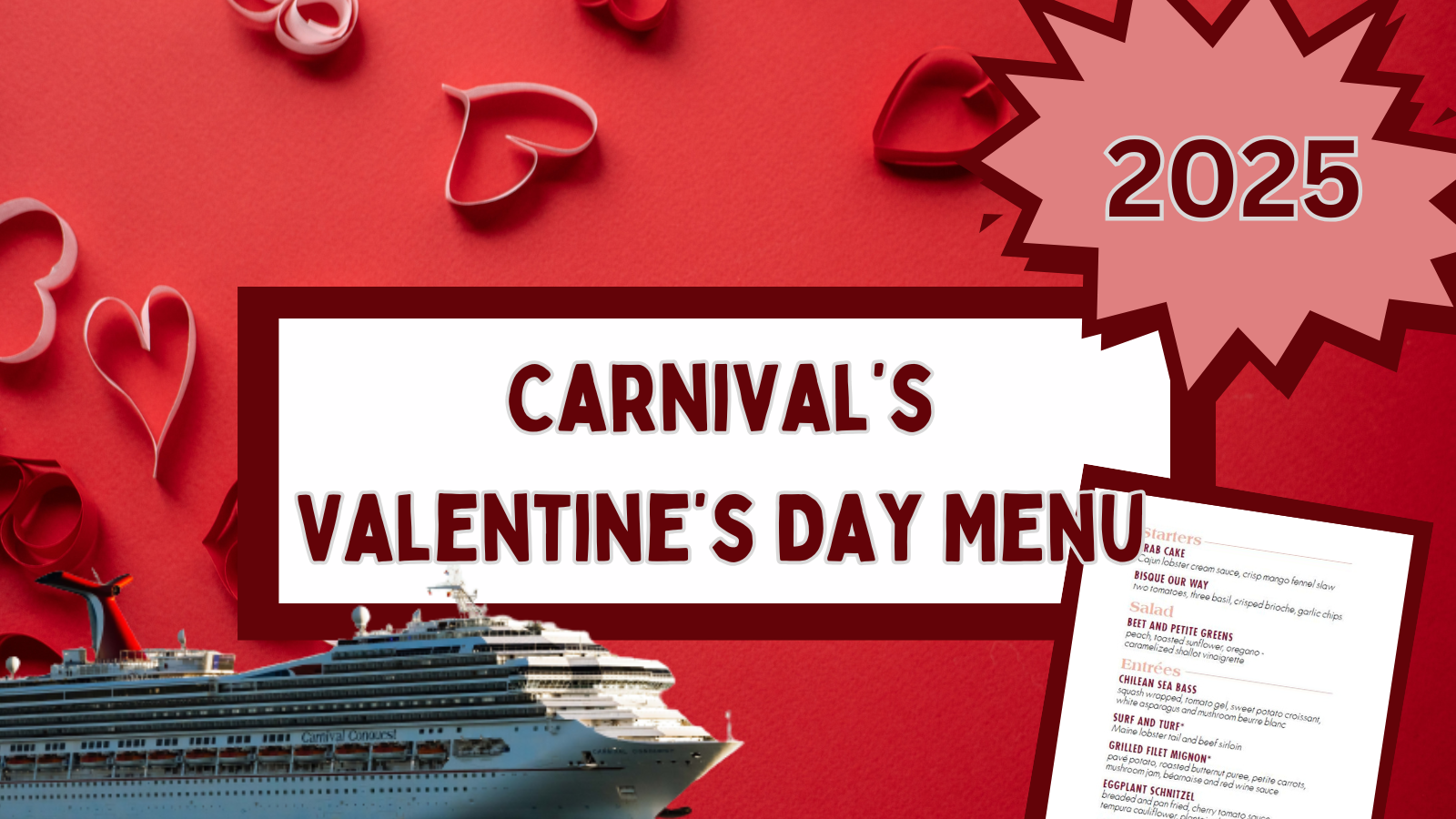 Carnival S Valentine S Menu Prof Cruise Ship Tour Cruise