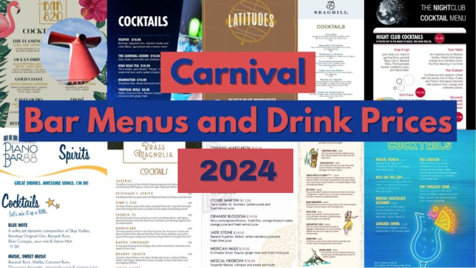 Carnival Bar Menus and Drink Prices 2024 · Prof. Cruise, Ship Tour